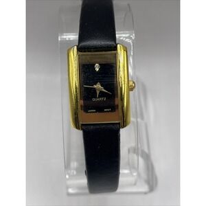 Charles Raymond Women's Quartz‎ Watch Gold 19mm Case Black Band- New Battery